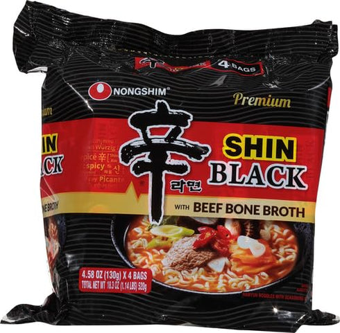 4.58 Oz 4 Packs Nongshim Shin Ramyun BLACK - (Made in USA)