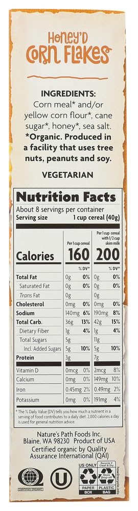 10.6 OZ (Pack 4) Nature's Honey'd Corn Flakes