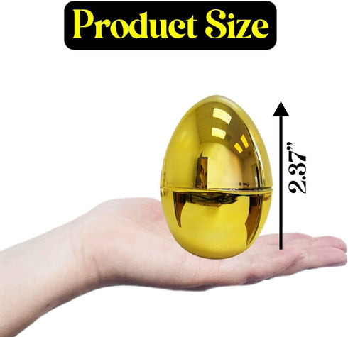 50 2.3" 1.75" GiftExpress Gold Easter Eggs - Piece Bulk x Golden Metallic Plastic Eggs Hinged - Adult & Kid Party Toys