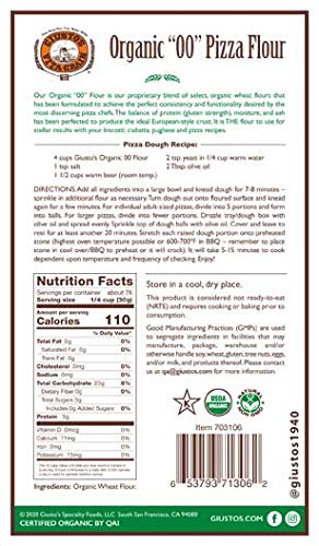 "00" 5lb Giusto's Vita-Grain Organic Unbleached Pizza Flour, Bag