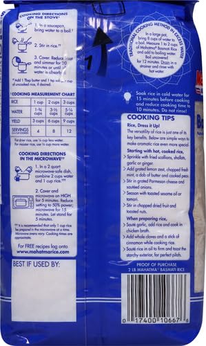32-Ounce Mahatma Indian Basmati, Bag of Rice, Fluffy, Floral, and Nutty-Flavored Rice, Stovetop or Microwave