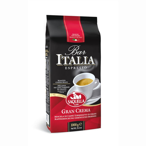 Saquella Bar Italia Gran Crema Espresso Coffee Beans, 1kg (2.2 lb) |