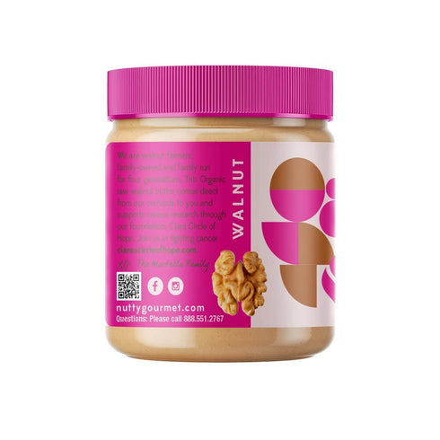 (10oz, 1 Pack) Nutty Gourmet Organic Walnut Butter - Raw Nut Butter - No Added Sugar - Unsalted - All Natural - Peanut