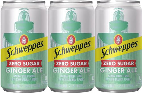 Schweppes 7.5oz 6pk Ginger Ale Zero Sugar Soda, cans
