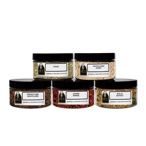 Chef Cherie Set 5 (1 North African Spice Gift - Contains: different spice jars each of: Zatar (Jordanian), Ras Al