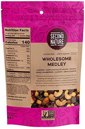 14 oz Second Nature Wholesome Medley Trail Mix - Healthy Nuts Snacks Blend - Resealable Pouch