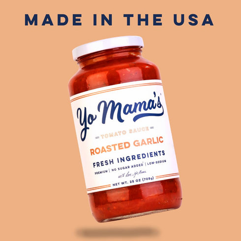 Pack (2) Yo Mama's Foods Keto Roasted Garlic Pasta Sauce - of - Vegan, No Sugar Added, Low Carb, Low Sodium, Gluten