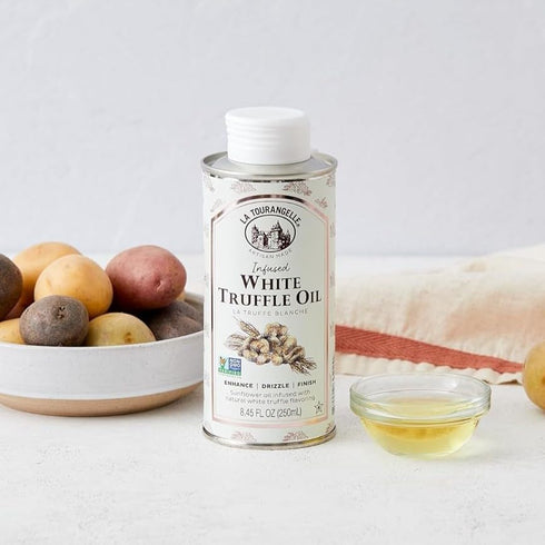 Set, 8.45 Oz (Set 2) La Tourangelle, White Truffle Oil & Black Truffle Oil Complex Gourmet Earthy Flavor for Drizzling