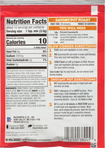 1.3 Oz (Pack 4) McCormick, Slow Cooker Savory Pot Roast Seasoning Mix