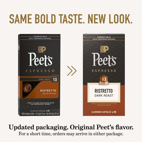 Pack, 100% 10-11, 40 Count (4 10 Peet's Coffee, Dark Roast Espresso Capsules Variety Compatible with Nespresso Original
