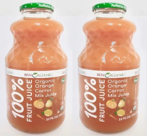 Generic Ben Organic 100% Fruit Juice, Organic Orange Carrot Mix, No Added Sugars,