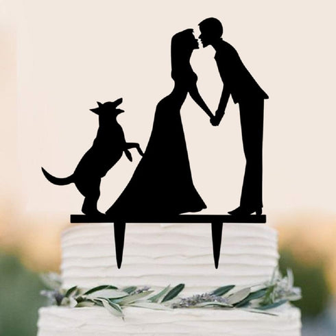 Wedding Cake Toppers with Dog Party Engagement Decoration