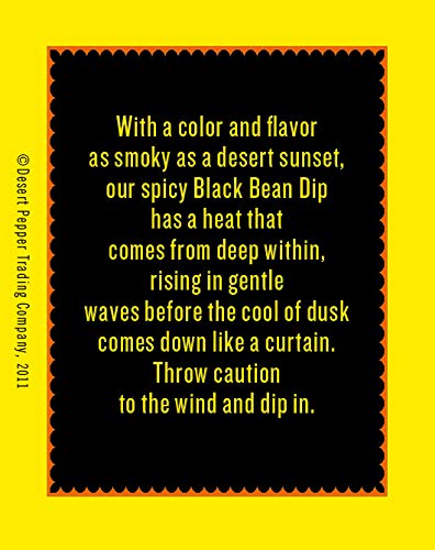 16 oz, Pack 1 Desert Pepper Spicy Black Bean Dip with Black Beans, Jalapeno Peppers and Fresh Vegetables, Gluten-Free