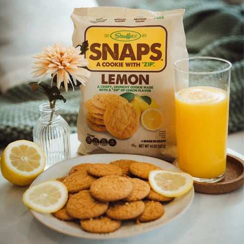 STAUFFERS Lemon SNAPS Cookies - 14oz Bag, Lemon Flavored Cookies with No High Fructose Corn Syrup