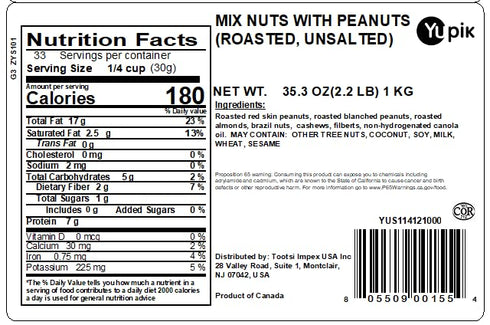 2.2 lb (35.2 oz), Yupik Mixed Nuts, A Blend of Roasted Peanuts, Almonds, Brazil Nuts, Cashews & Hazelnuts, Non-GMO