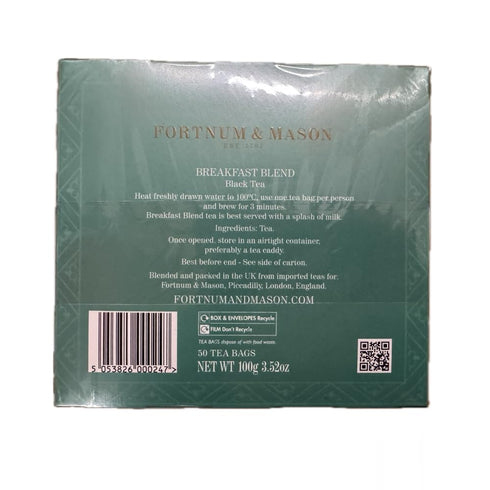 Fortnum & Mason 50 Count (1 Pack) Fortnum and Mason Breakfast Blend Tea Bags
