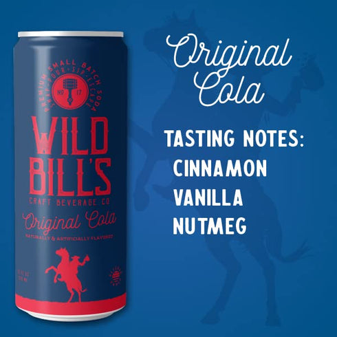 12 Oz 12 Pack Wild Bill's Original Cola Soda Classic Craft Soda Pop Soft Drinks, Sodas Made with Pure Cane Sugar