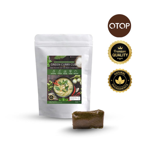 Lamoone 2, (1) Green Curry Cube Authentic Thai Green Curry Paste Cube, Ready-to-Use Instant Curry Block, Single-Serve