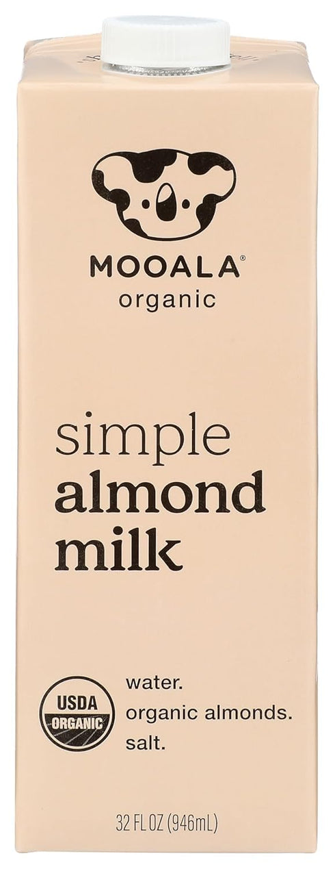 Mooala Organic Simple Almond Milk, 32oz - 3 Ingredient, Shelf Stable, No