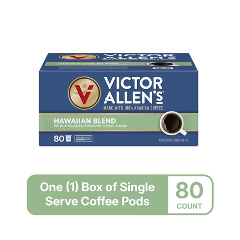 80 Victor Allens Coffee Pods Hawaiian Blend, Medium Roast, Coffee Pods, Compatible with All Single Serve Coffee Makers