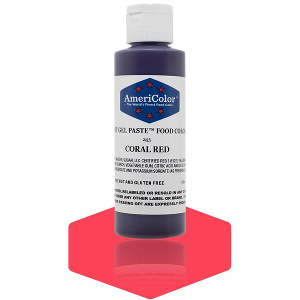 AmeriColor Food Coloring, Coral Red Soft Gel Paste, 4.5 Ounce