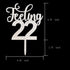 Feeling 22 Silver Glitter Acrylic Cake Topper, 6.1" x 4.5", 22nd Birthday, Reusable Souvenir