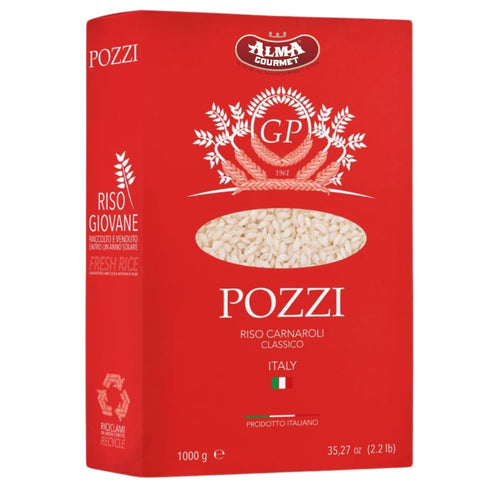 Pozzi Carnaroli Rice Classico, 2.2 lb (1 kg) Italian Carnaroli Rice for Risotto,