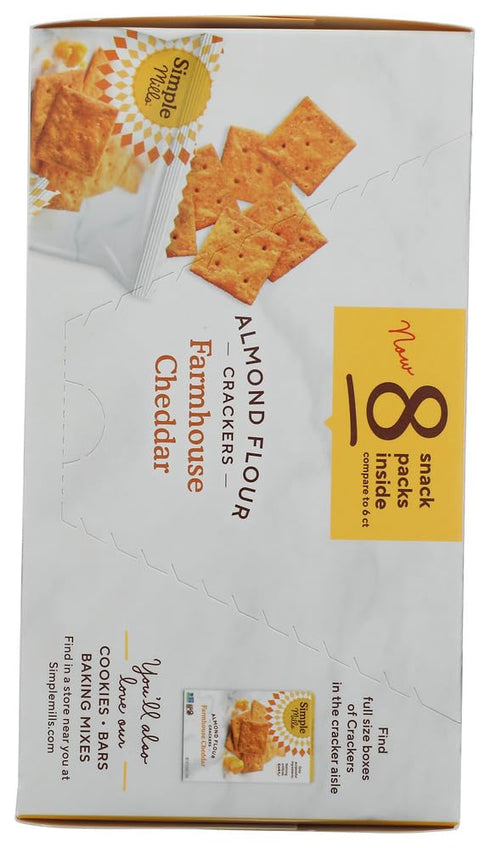 Pack 8ct, 0.8 OZ SIMPLE MILLS Farmhouse Cheddar Crackers Snack