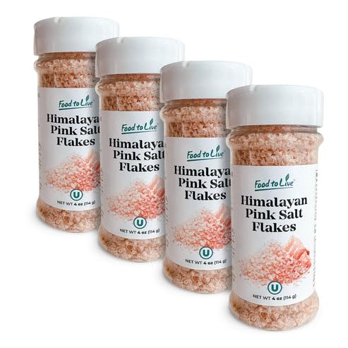 Food to Live Himalayan Pink Salt Flakes, 4 oz Gourmet Flaky Salt
