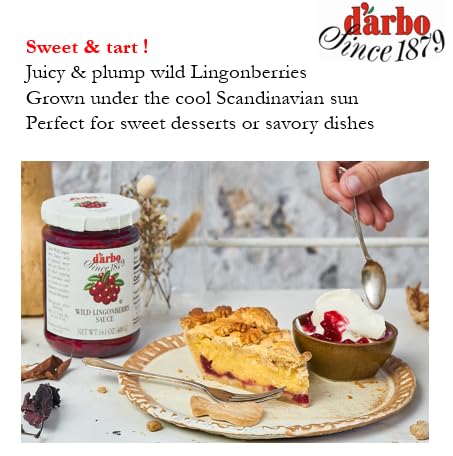Darbo 14.1 oz (Pack 6) 60% D'Arbo Premium Wild Lingonberry Sauce of | Made with only the finest Wild Lingonberries |