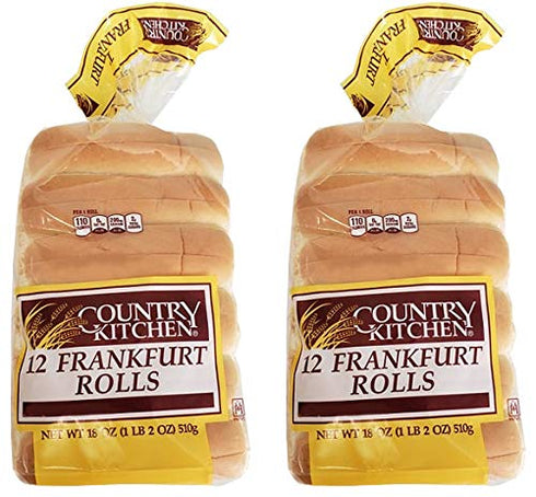 Country Kitchen Frankfurter Rolls for Hot Dogs or Maine Lobster - Pack of 12