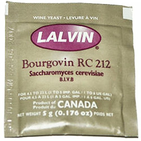 Lalvin 5x 212 5g 4.5L-23L RC Yeast Red Wine Homebrew Wine Making Pinot Noir
