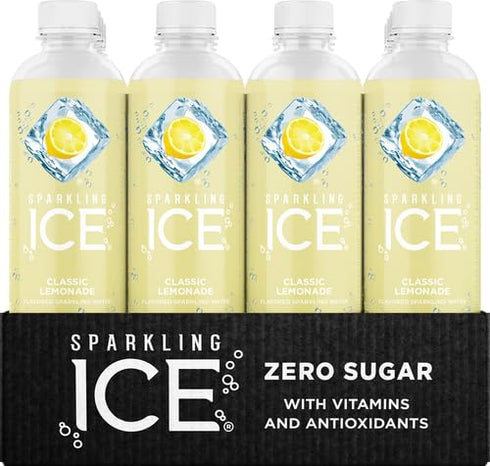 17 oz (Pack 24) Sparkling Ice, Classic Lemonade Sparkling Water, Zero Sugar Flavored Water, with Vitamins