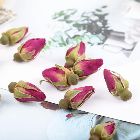 MQUPIN Dried Red Rose Bud Tea, 100% Natural Culinary Food Grade Red Rosebud for Drinking (90g)