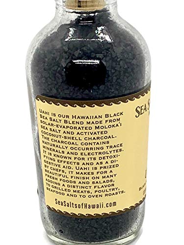 4.5 Sea Salts Of Hawaii Uahi Black Hawaiian Sea Salt, Ounce Bottle - Made in Hawaii