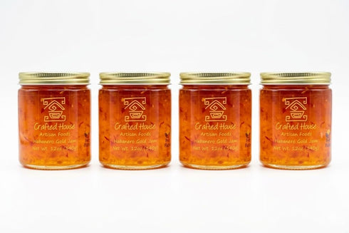 CRAFTED HOUSE ARTISAN FOODS Crafted House Gourmet Habanero Gold Jam 12 oz (Pack of 4), All-Natural