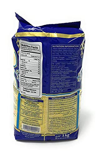Dari 1kg, 2.2lb, Pack 3 Medium Moroccan Couscous