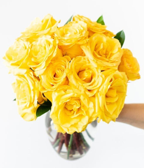 Dozen From You Flowers - One Yellow Roses with Glass Vase | Fresh Flower Bouquets for Birthday, Anniversary, Get Well