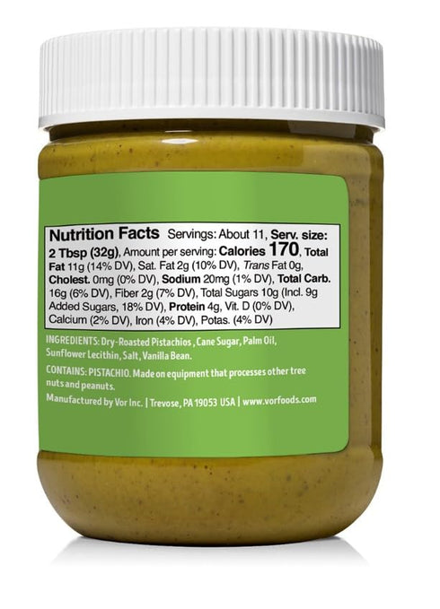 VOR 100% 21 Oz. Pistachio Cream, dry-roasted pistachios with no added ingredients