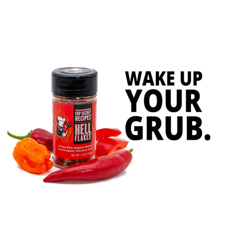 Todd Wilbur's Top Secret Recipes Hell Flakes - Crushed Red Pepper Flakes, Unique Blend of 5 Peppers, 1.9 oz