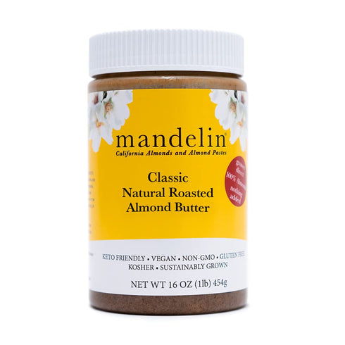 MANDELIN CALIFORNIA ALMONDS AND ALMOND PASTES Natural Almond Butter (1 lb) - Single ingredient freshly dry roasted almonds,