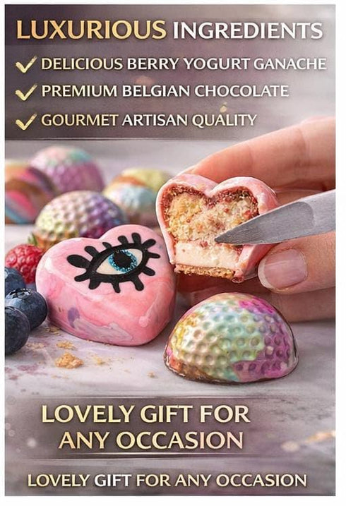 Generic Berry Yogurt Indulgence - By Chef Gabriela Polanco Handcrafted Artisan Chocolate Bonbons, Multicolored