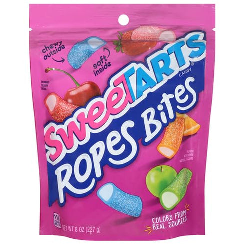 8 (Pack 3) SweeTARTS Rope Bites Candy, Mixed Fruit, Ounce Resealable Bag