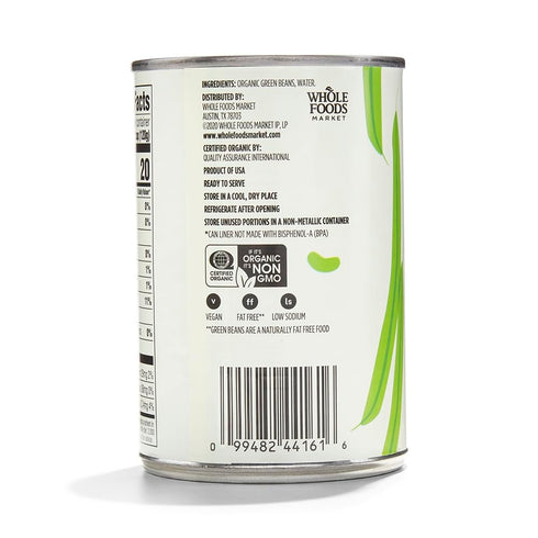 365 14.5 (Pack 4) by Whole Foods Market, Organic Cut Green Beans, No Salt Added, Ounce