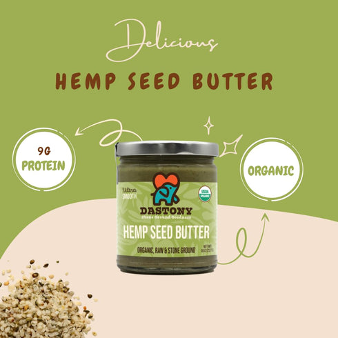 8 oz Pack 3 Dastony Organic Raw Hemp Seed Butter, | Only One Ingredient | Vegan, Paleo and Keto Friendly, Non GMO