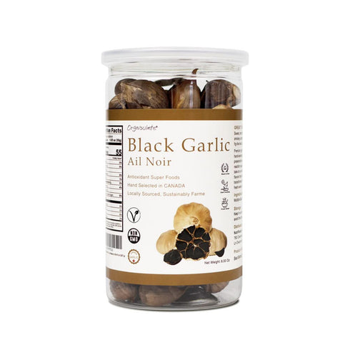 Orgnisulmte Canada Black Garlic Fermented for 90 Days 100% Natural Multi Clove Garlic Hand Selected in CANADA,Ready to Eat 8 oz