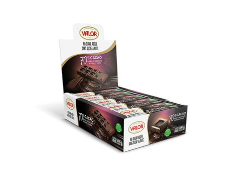 Valor. Impulse. 70% Cocoa Dark Chocolate. No sugar added. 35g (1.23oz). Pack