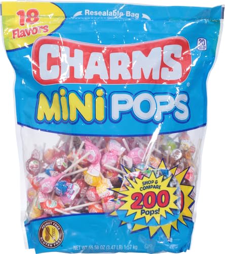 Tootsie Roll Charms Mini Pops, 18 Flavors, Individually Wrapped, 300 Count