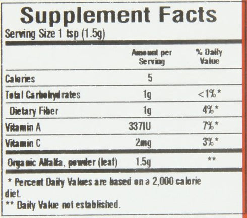 1-pound Frontier Co-op Organic Alfalfa Leaf Powder, Bulk Bag, Rich in Vitamins & Minerals, Key for Wellness Teas, Vegan