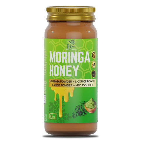 Herb To Body Moringa Honey 16oz, Multifloral Honey with Moringa for Tea,